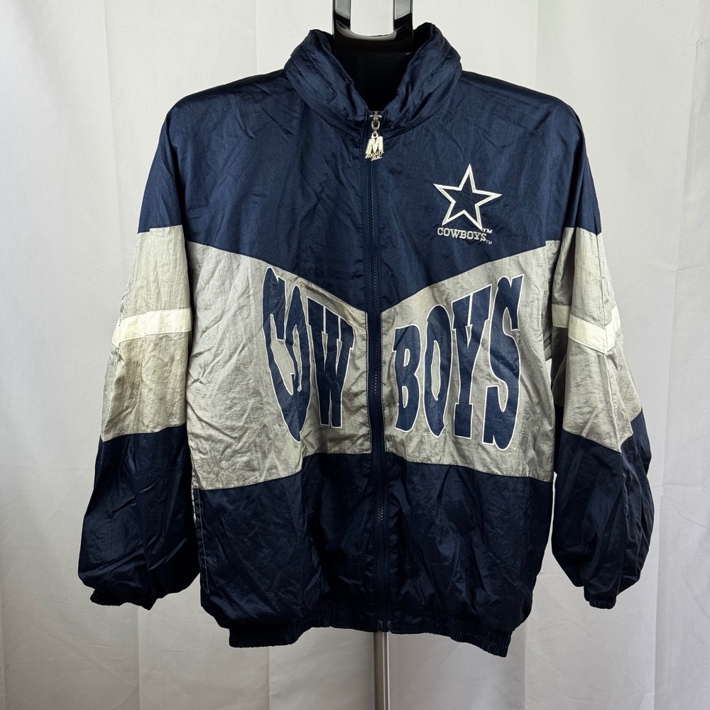 Vintage Dallas Cowboys Mighty-Mac NFL Kids Windbreaker Jacket Navy Youth XL S/M